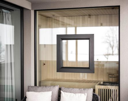 Projekt: Hotel Viertlerhof Hafling - Tip Top Fenster & Systeme - Fenster im Glas aus Südtirol (Sauna)