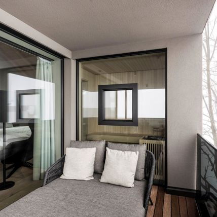 Projekt: Hotel Viertlerhof Hafling - Tip Top Fenster & Systeme - Fenster im Glas aus Südtirol (Sauna)