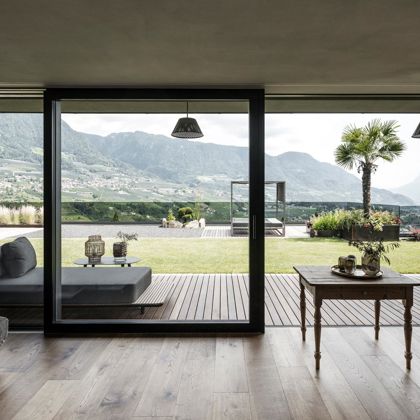 Accesso alla terrazza in vetro con porta alzante scorrevole Deluxe