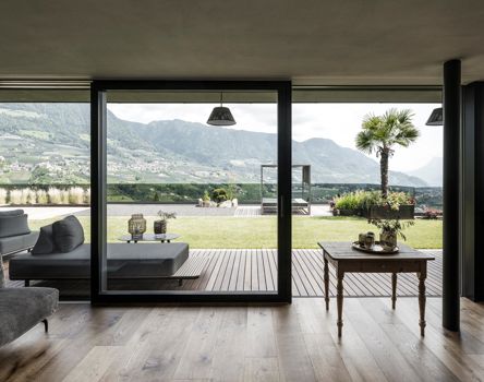 Accesso alla terrazza in vetro con porta alzante scorrevole Deluxe