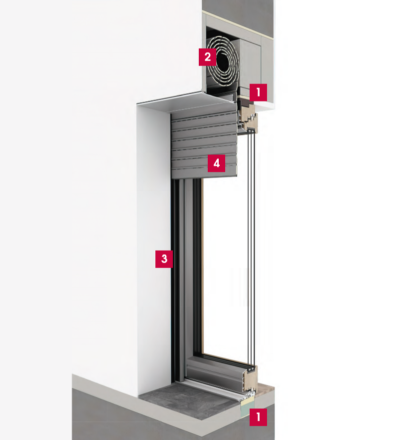 Balkontür mit Rollladen